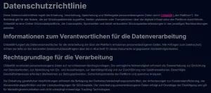 Abschnitt der Citibet88-Datenschutzrichtlinie zu Einzahlungslimits und Selbstausschlussmöglichkeiten.